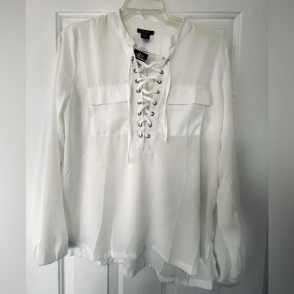 New with tags, Medium lace up blouse